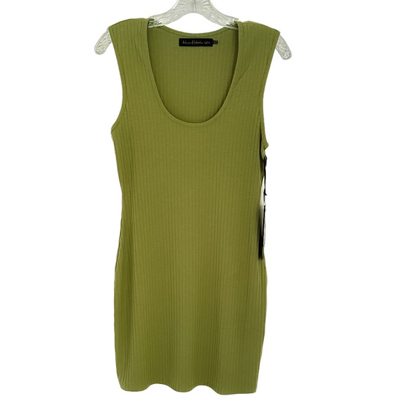 NEW House of Harlow 1960 Revolve Sofia Richie Mini Ribbed Dress Olive Green Sz M - Picture 3 of 10